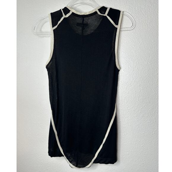 Rag & Bone Black & Cream Round Neck Sleeveless Sheer Tank Top S - Picture 6 of 13